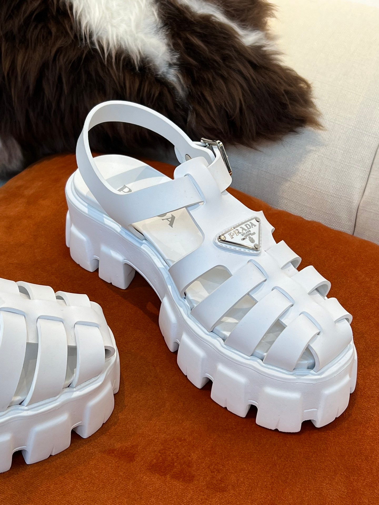 TOP PRADA Women's Rubber Cage Platform Sandals - Collection