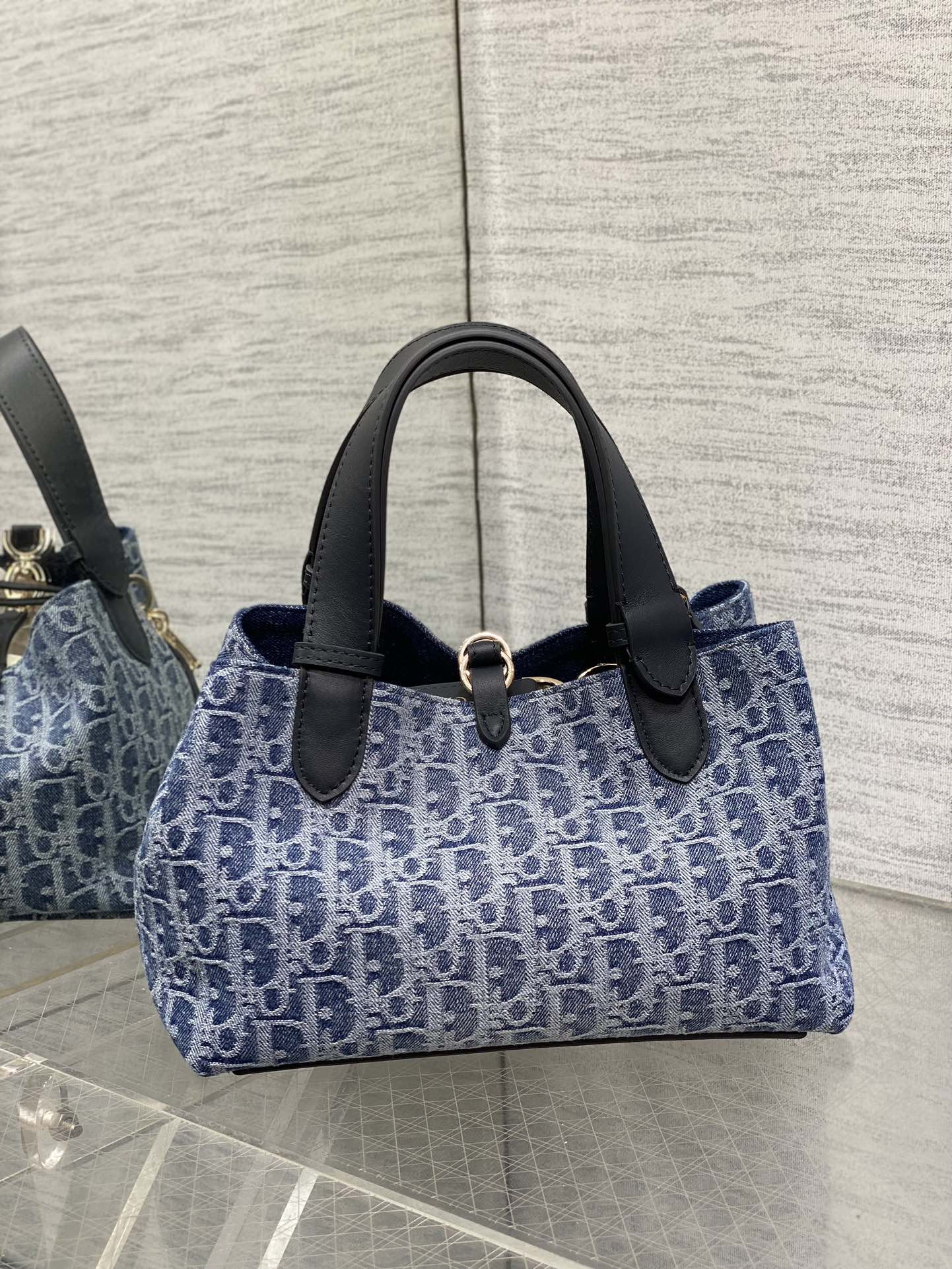 TOP Christian Dior Toujours Handbag 23x15x15cm/28.5x19x21cm - Denim