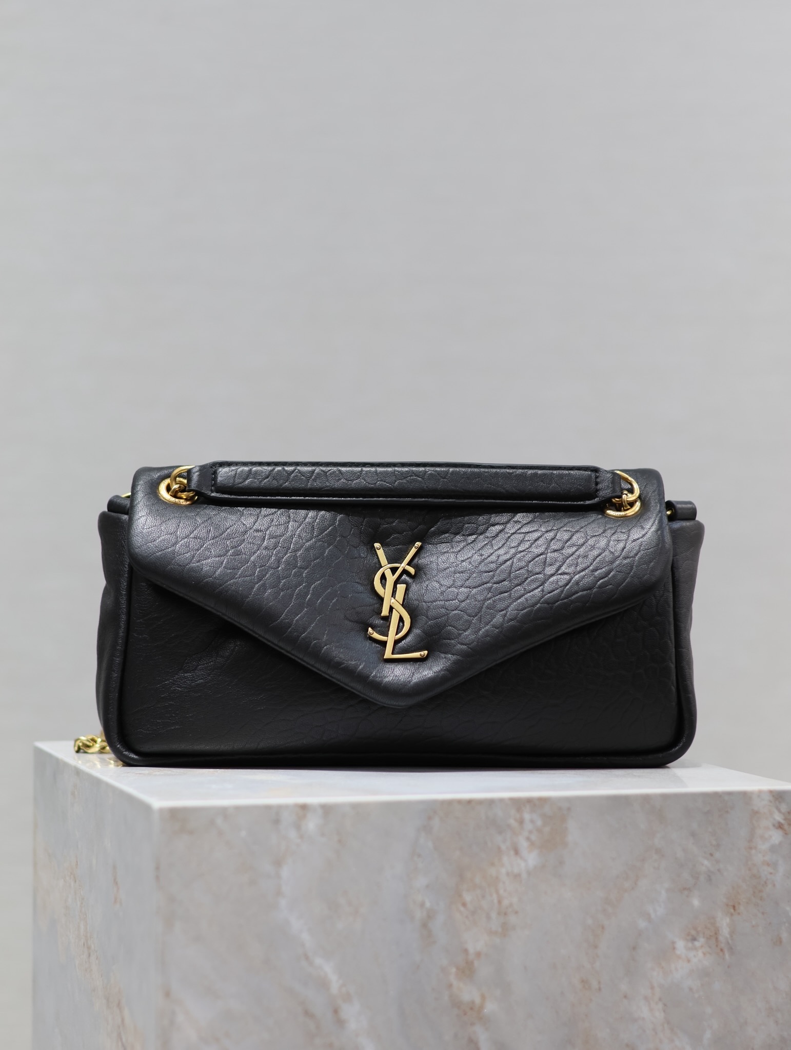 TOP Yves Saint Laurent YSL Lambskin Chain Bags 26×14×7cm - Black&GHW