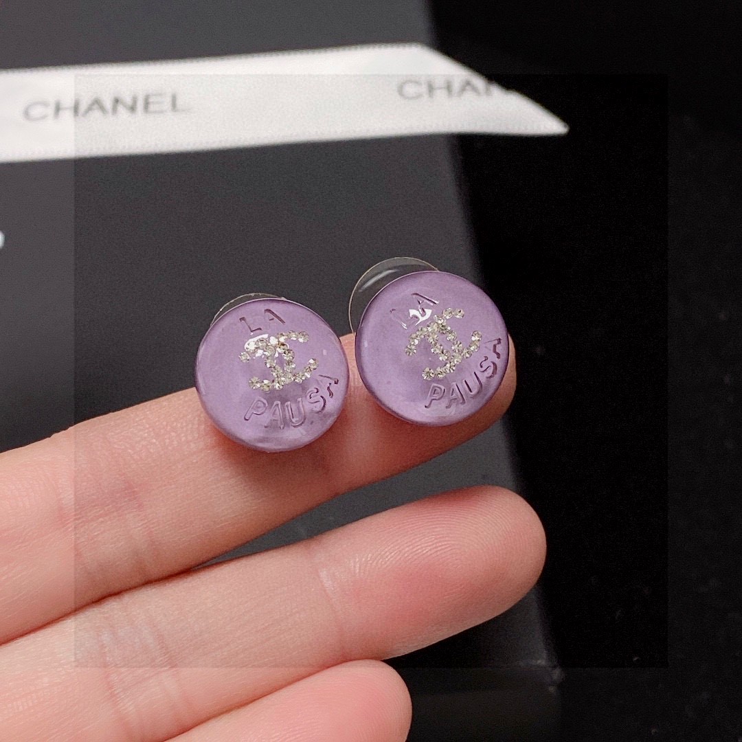 TOP CHANEL CC Earrings-Purple