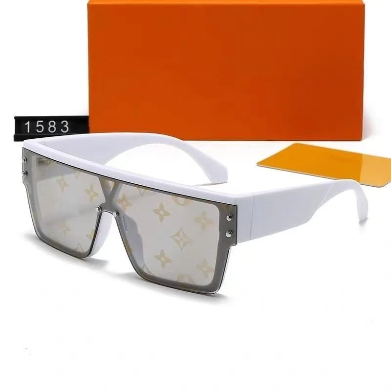 WWWGlasses Vintage Monogram Print One Piece Square Sunglasses, Rivet Large Frame Shield Sun Glasses Fashion Streetwear Shades for Men Women