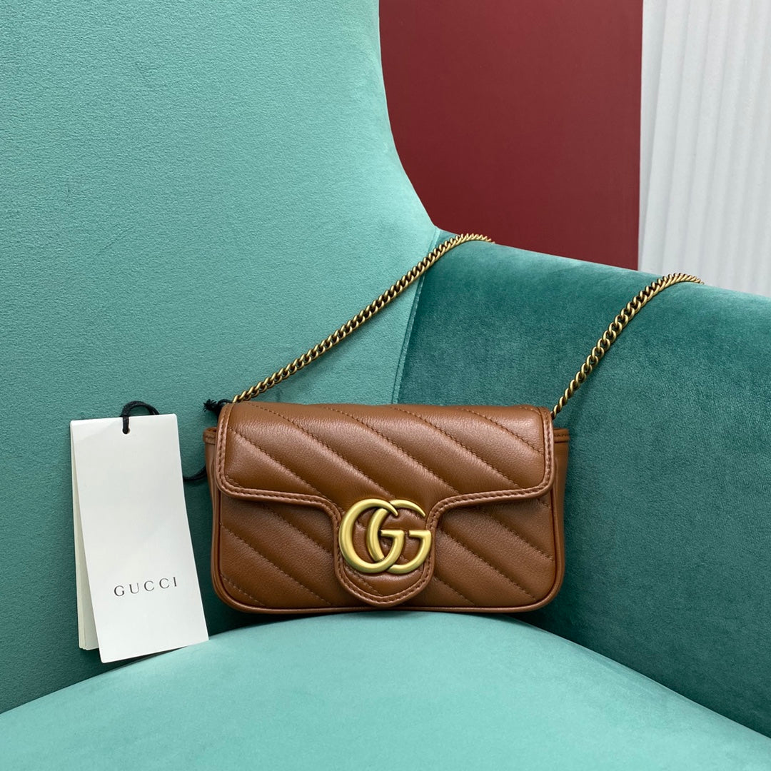 TOP GUCCI Marmont Bag Super Mini 16.5cm - Brown