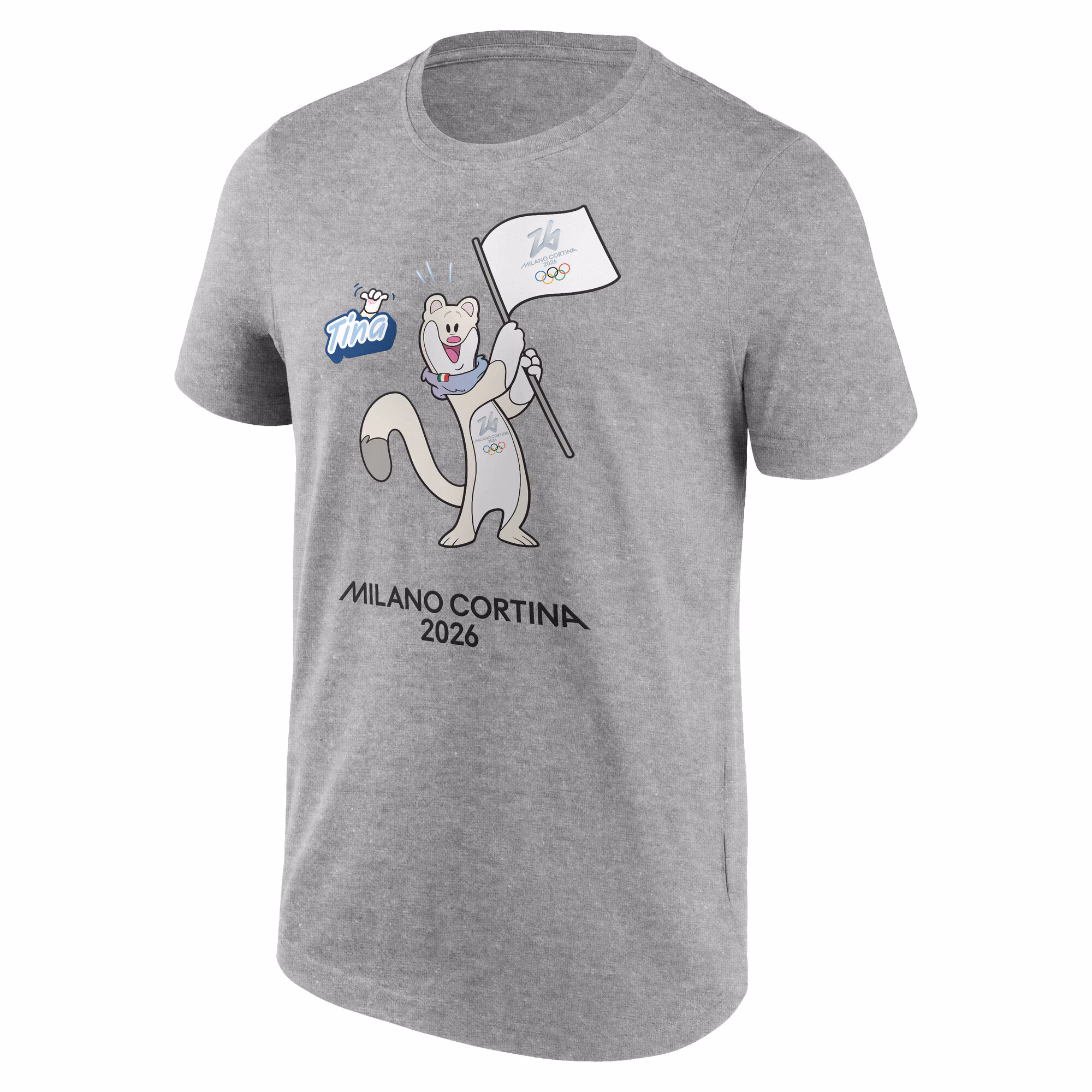 Milano Cortina 2026 Olympics Mascotte Graphic T-Shirt - Grey