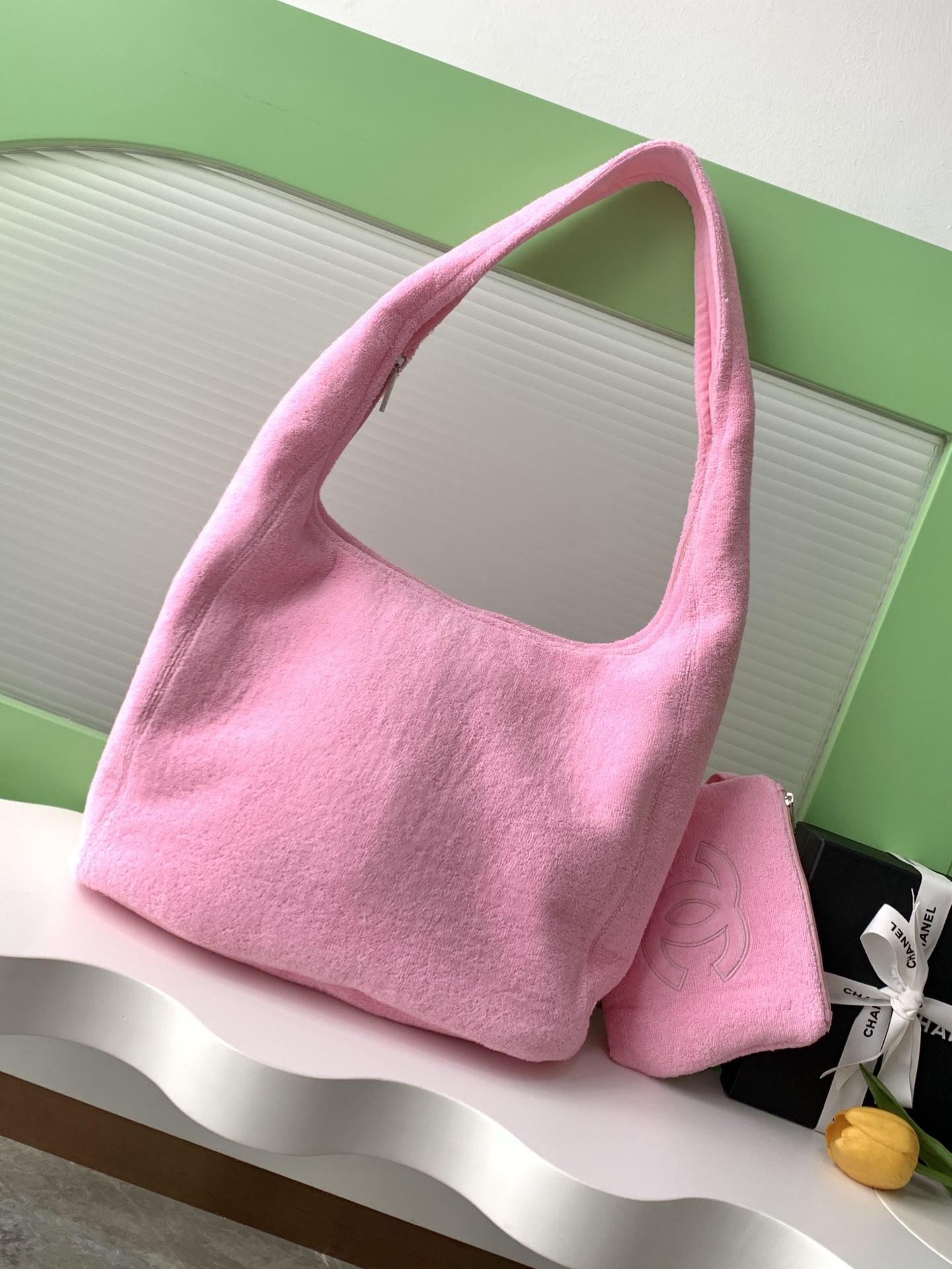 TOP CHANEL Coco Beach Bag 38-58-20 cm - Pink