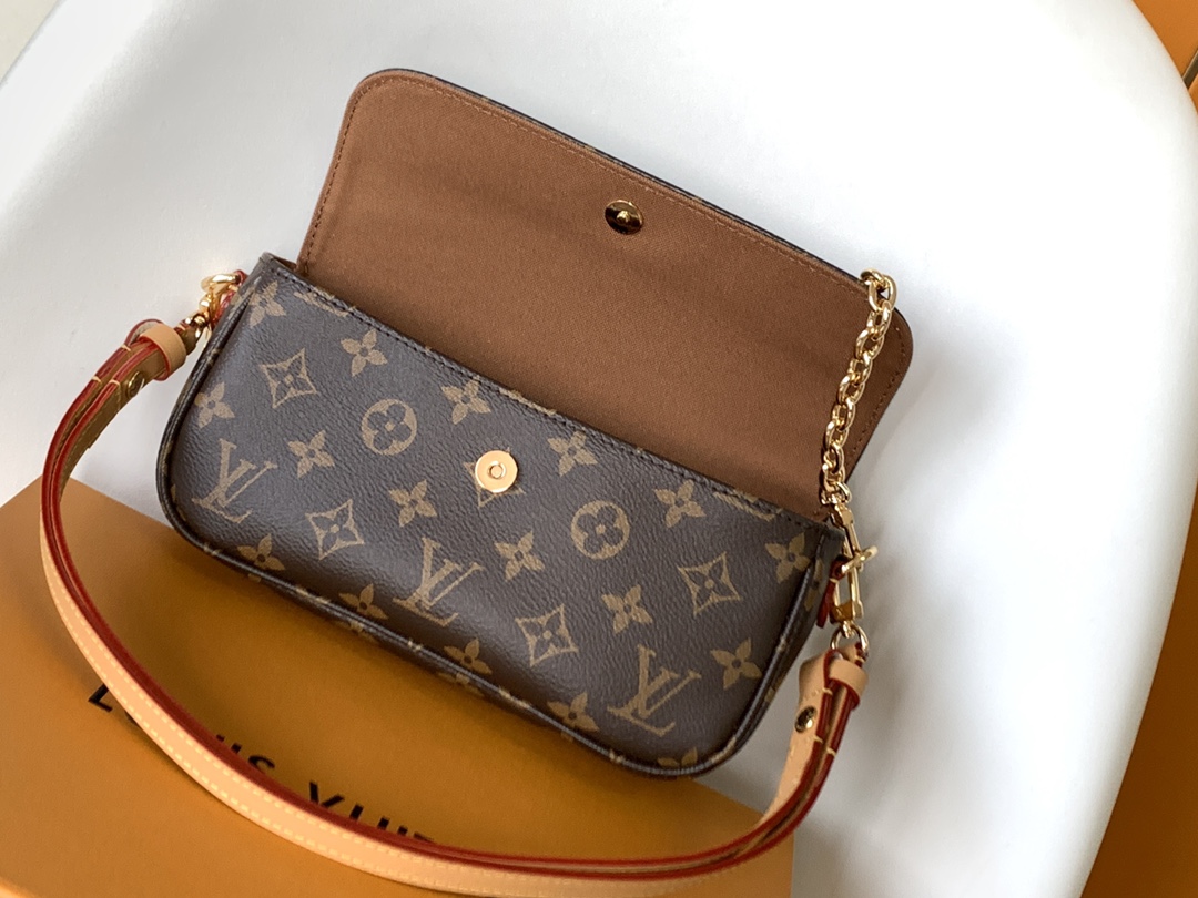 TOP Louis Vuitton LV Sac Recoleta Monogram Canvas Wallet 23.5 x 12 x 4.3 cm- Brown