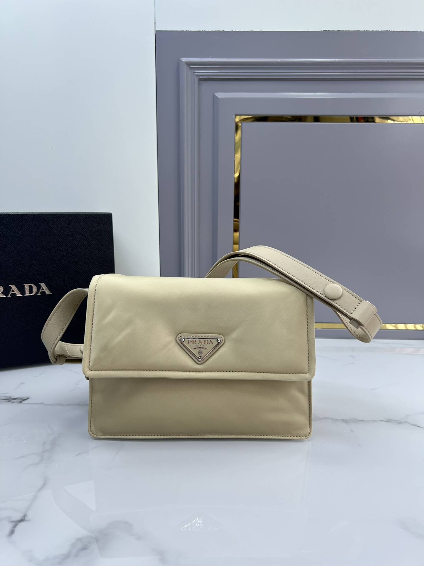 Top PRADA Messenger Bag Nylon 23x16x11cm/30x21.5x12cm - Desert Color