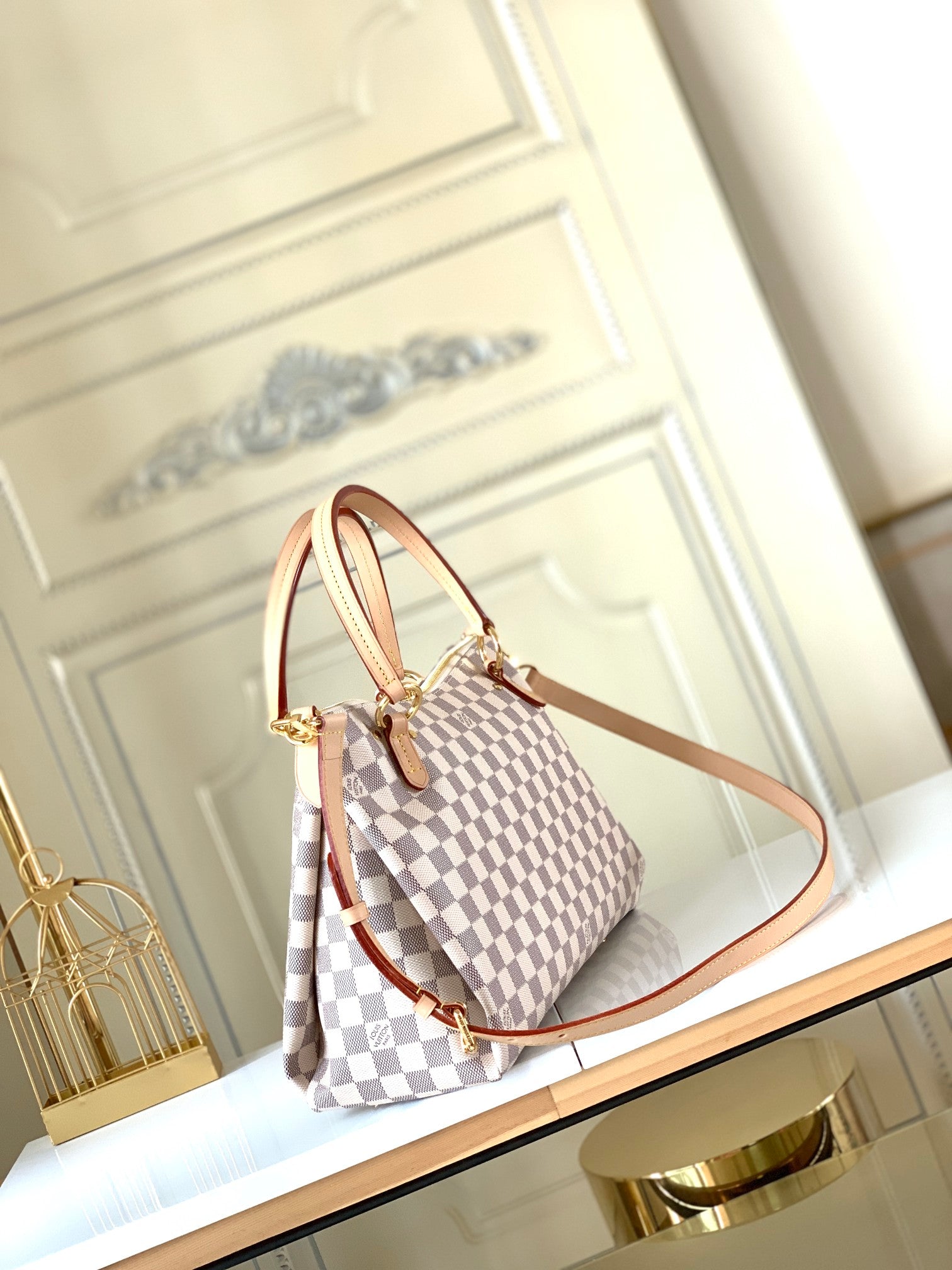 TOP Louis Vuitton LV L*V Lymington Damier Azur Bag 35 x 24 x 14cm