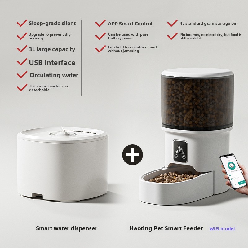 Smart Pet Automatic Feeder 4L Large Capacity Mobile Phone WiFi Interactive Cat Automatic Feeder Pet Supplies - PawPro UK