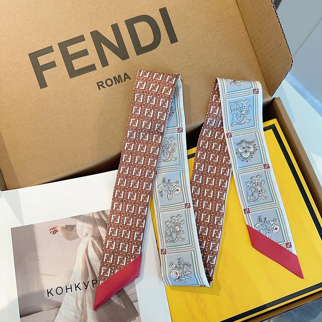 TOP FENDI FF Twilly Scarf 100 x 5 cm - Blue