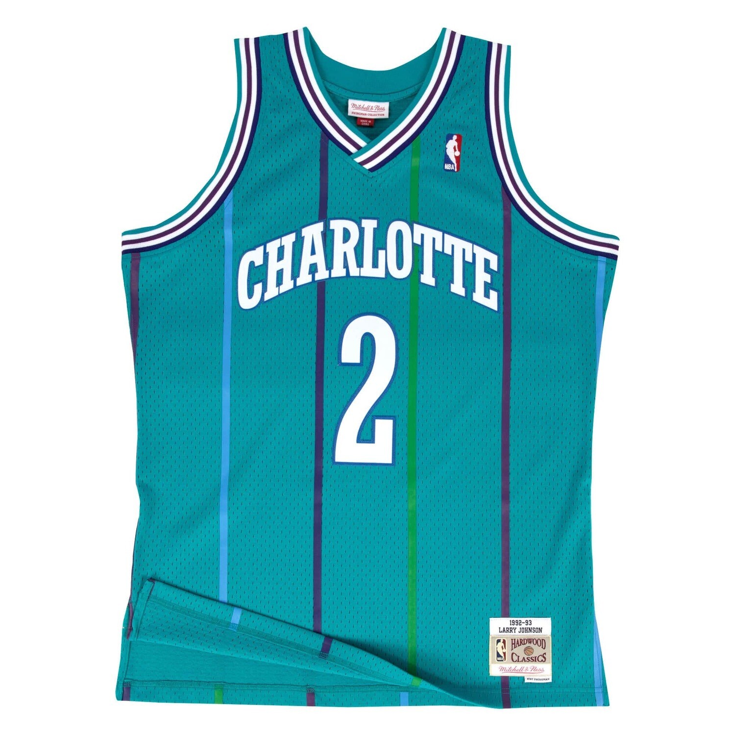 Charlotte Hornets Larry Johnson 1992-93 Men's Teal Swingman Jersey