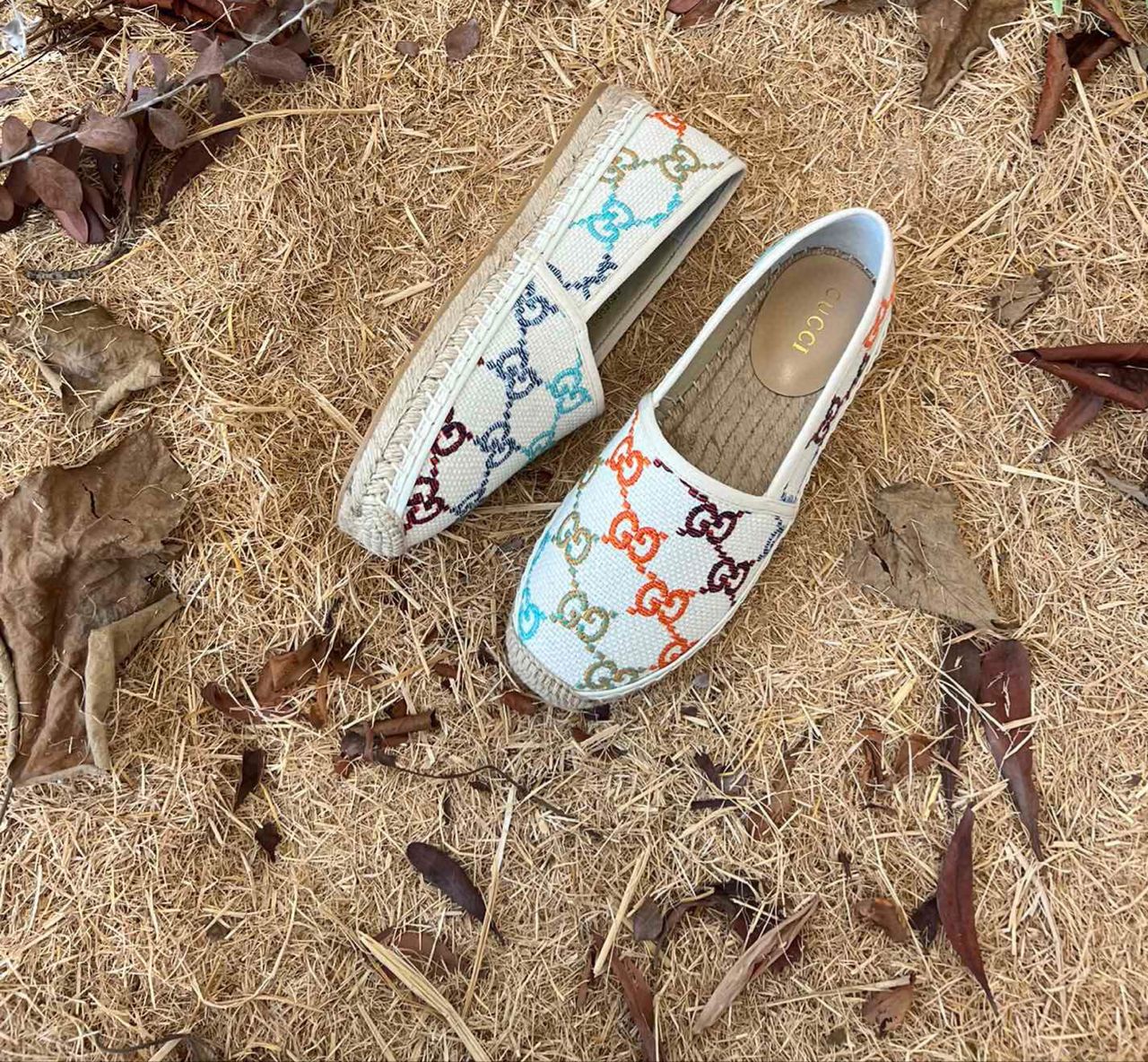 TOP GUCCI Flat Espadrilles - Beige/Ebony