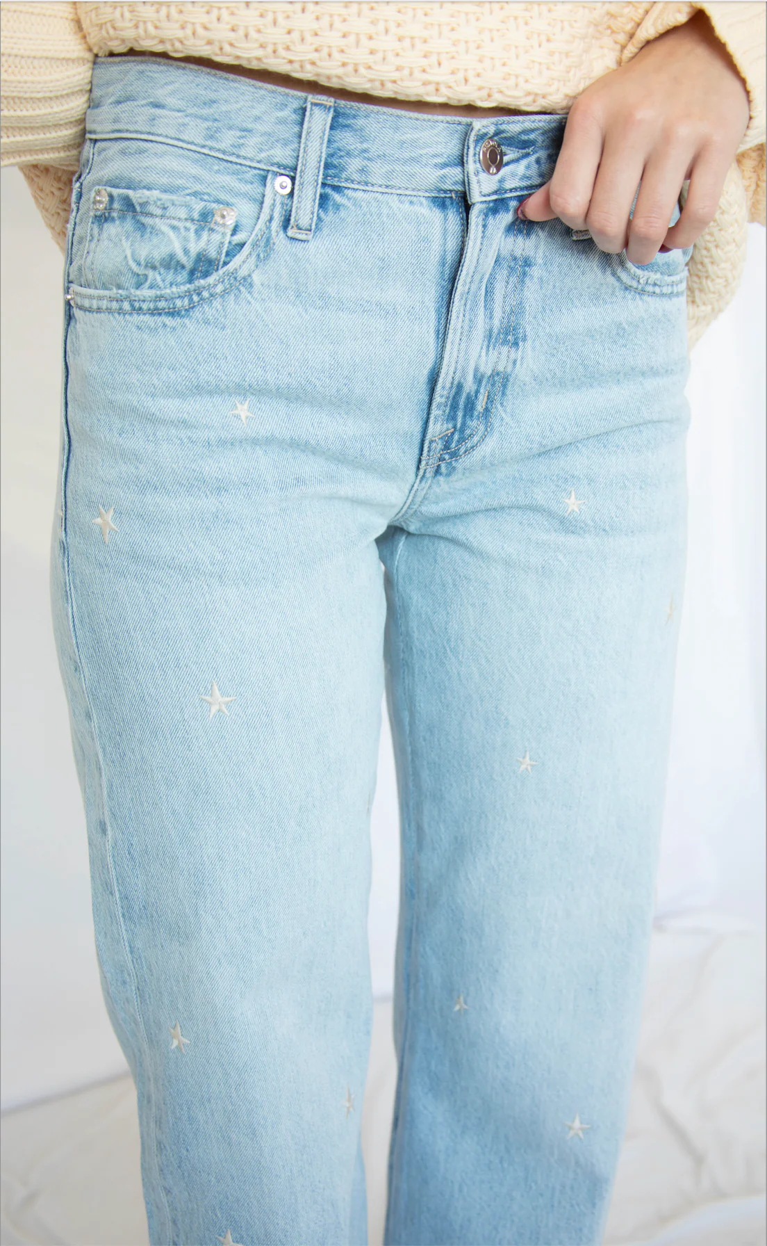 pistola: lexi mid rise bowed straight jeans - stellar vintage