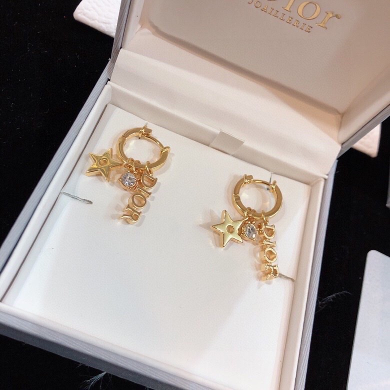 TOP Christian Dior Frosted Star diamond earrings - Gold