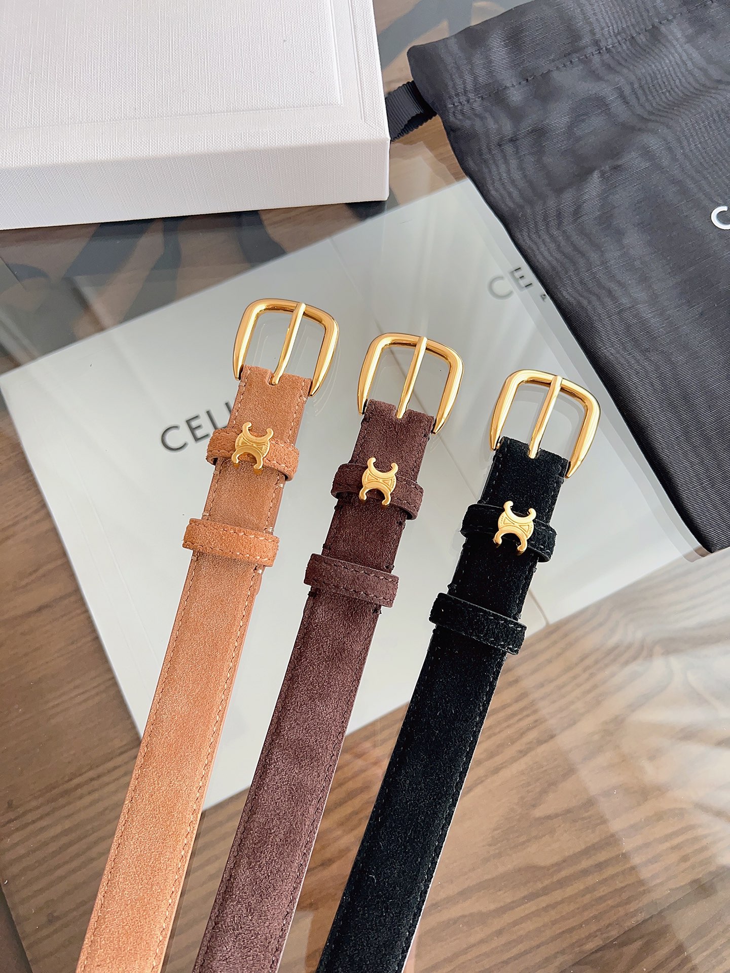 TOP Yves Saint Laurent YSL Suede Cowhide Belt - 2.5cm - 3 Colors