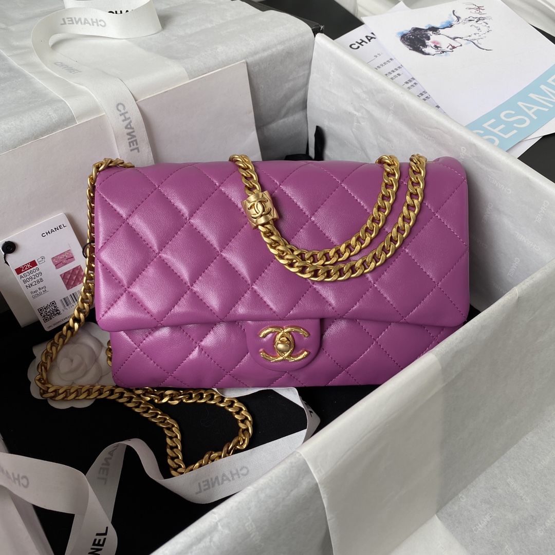 TOP CHANEL Gold Beads Flap Bag 16x25x10 cm - White & Red GHW