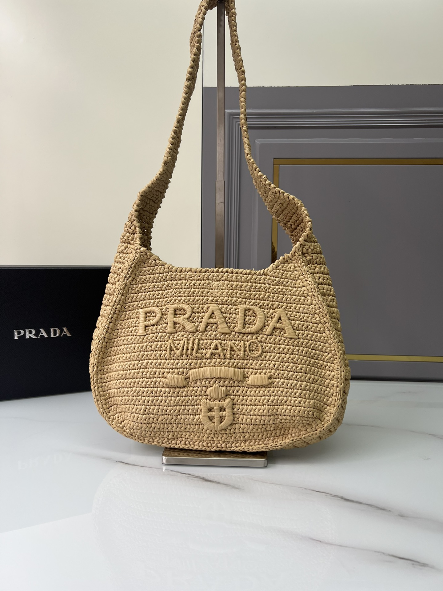 Top PRADA Straw Shoulder Bags 30x24x4.5cm