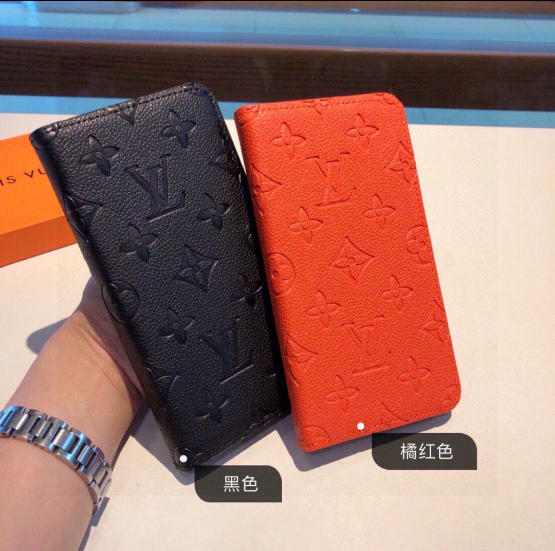 TOP Louis Vuitton LV   Embossed Leather Phone Case-2 Colors