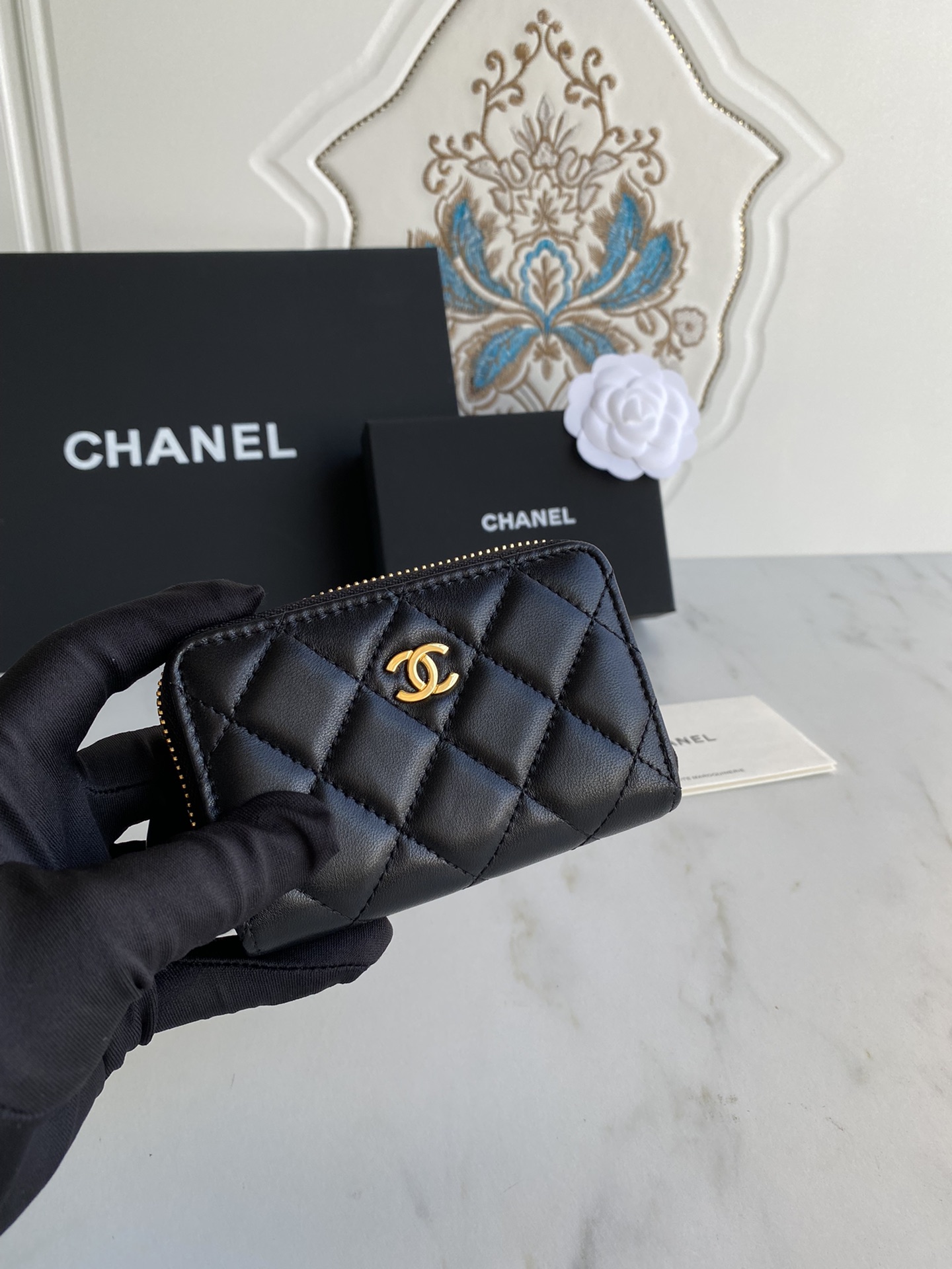 TOP CHANEL Zipper Flap Wallet - GHW&SHW - Black