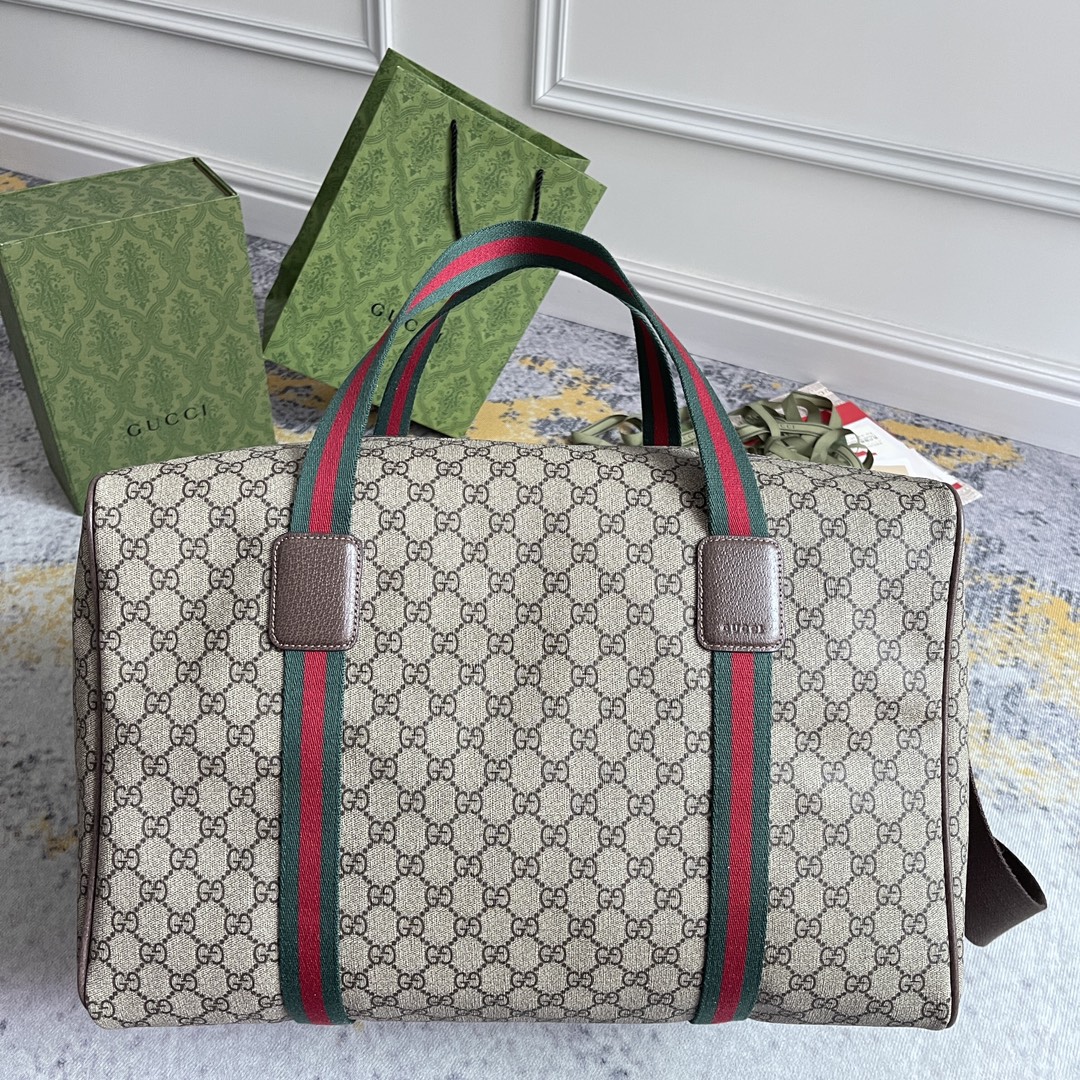TOP GUCCI Leather Duffle Bags 45.5X29X27CM - Brown