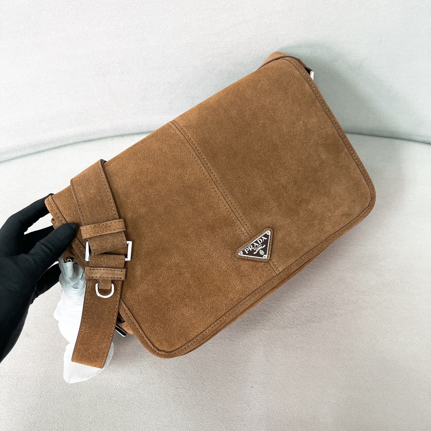 TOP PRADA  Suede Messenger Bag 30x20x11cm - Brown