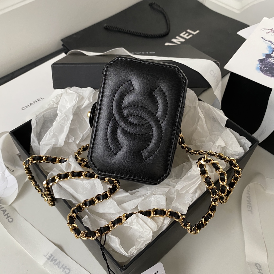 TOP CHANEL Vanity Case Bag 9.5x10.5x7cm - Black