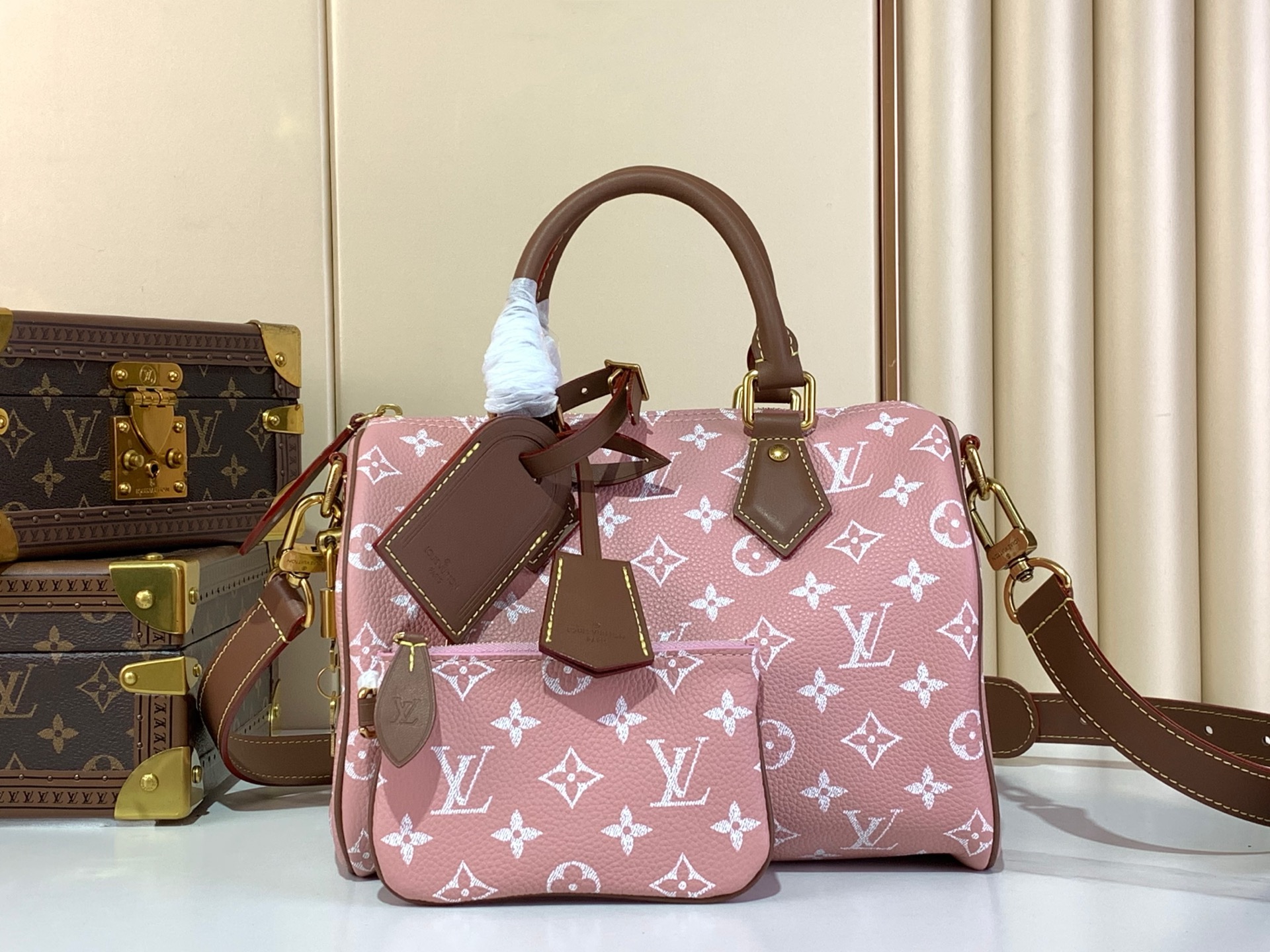 TOP Louis Vuitton LV Speedy 25/40 Bandoulière Bag 25x15x15cm/40x26x23cm - Pink