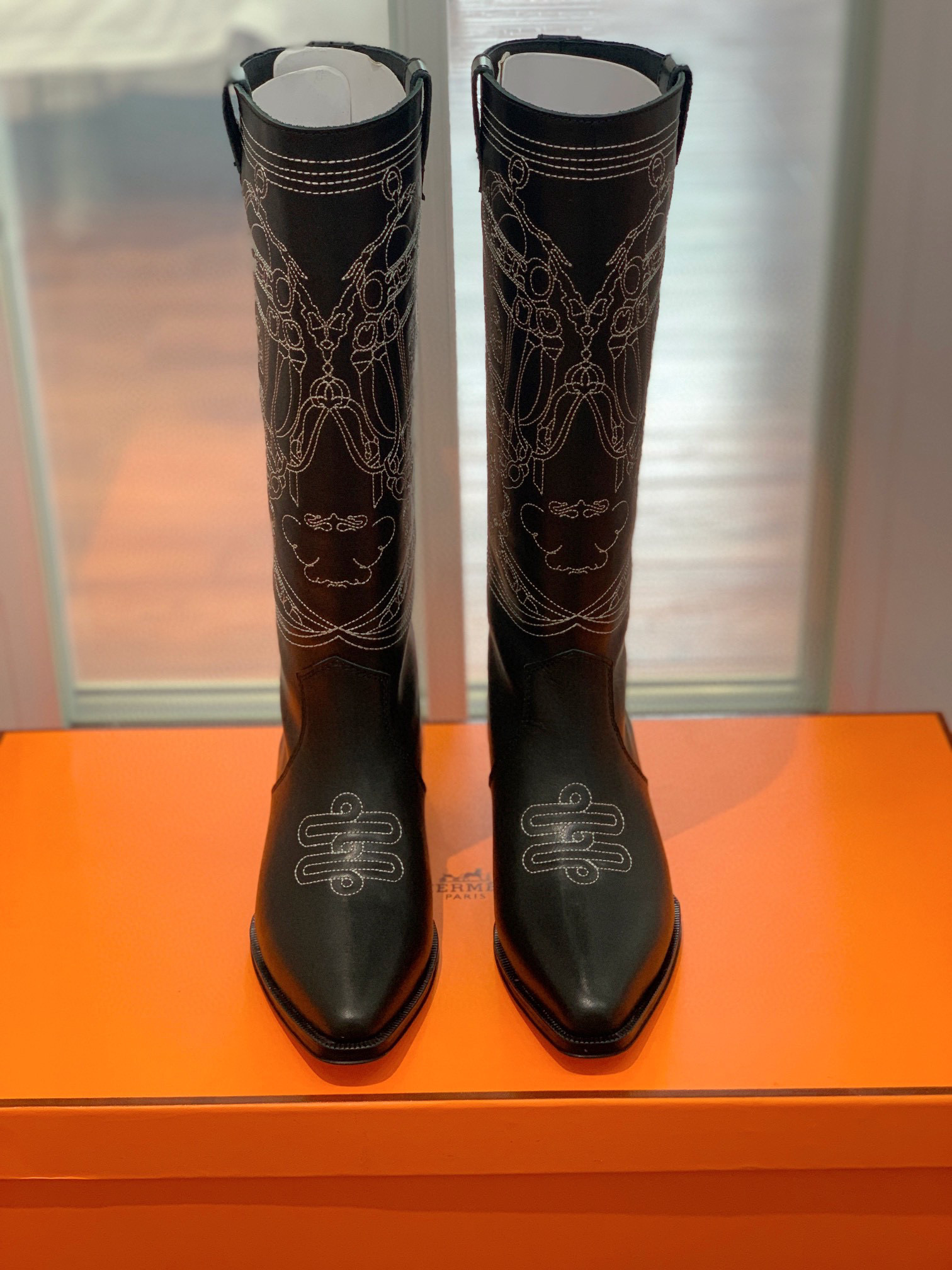 TOP HERMES Cow Boy Boots - Brown/Black/Black Suede