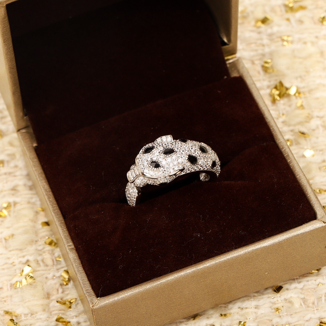 TOP Cartier Leopard Head Ring With Diamond