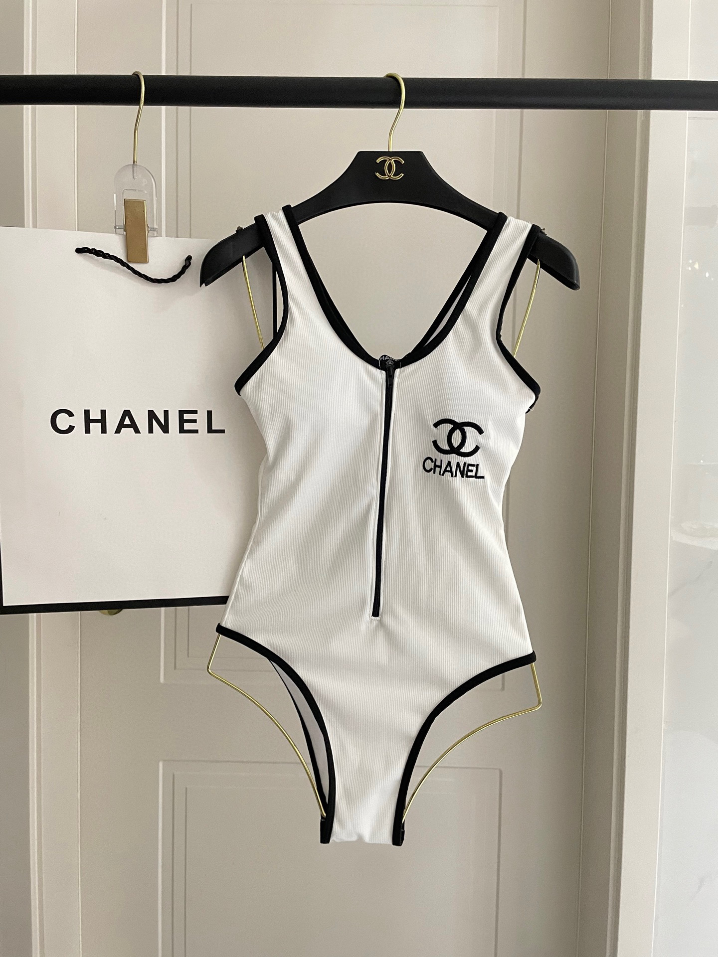 TOP CHANEL Knit One-Piece Swimsuit - 2 Color