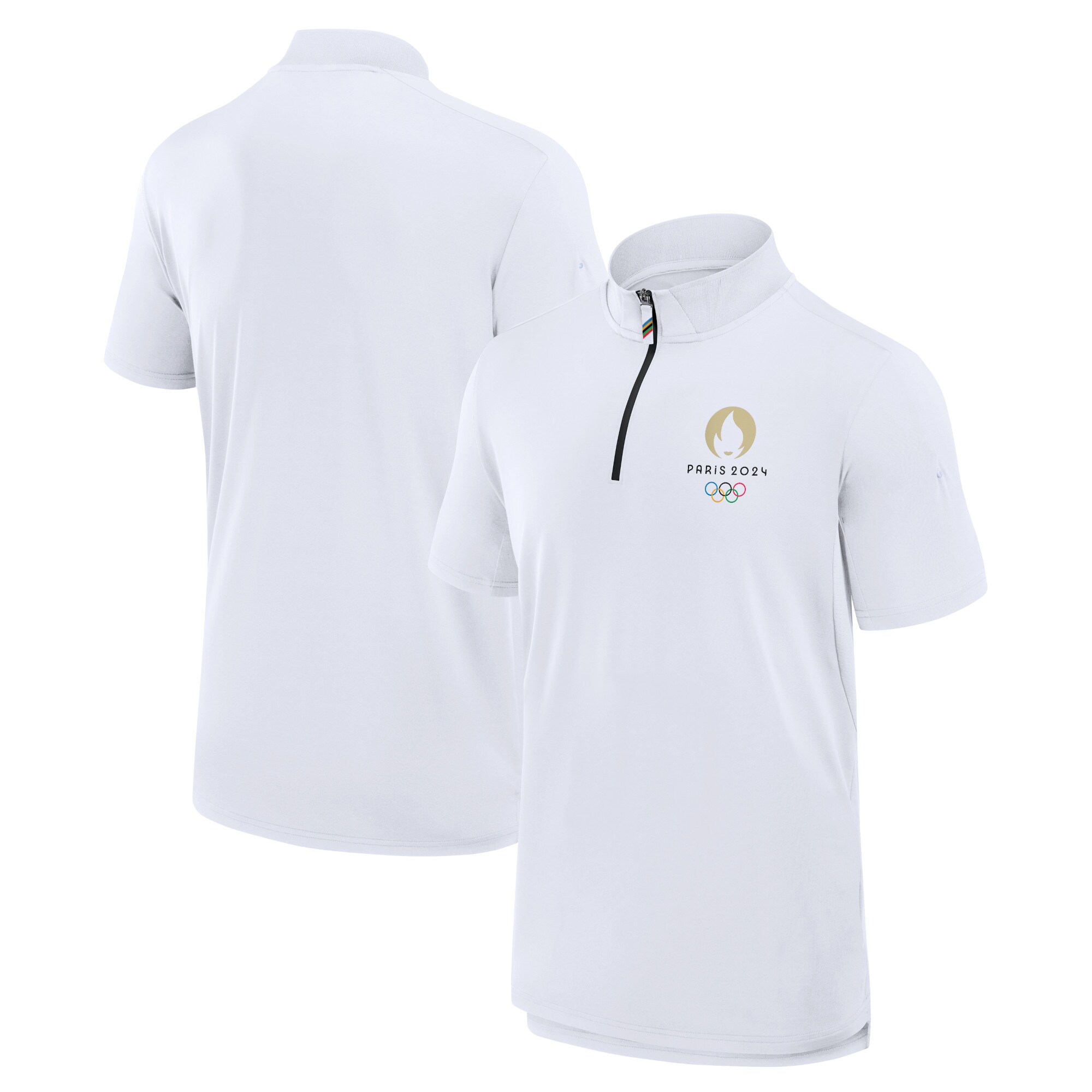 Men's Fanatics White Paris 2024 Summer Olympics Inspired Quarter-Zip Polo