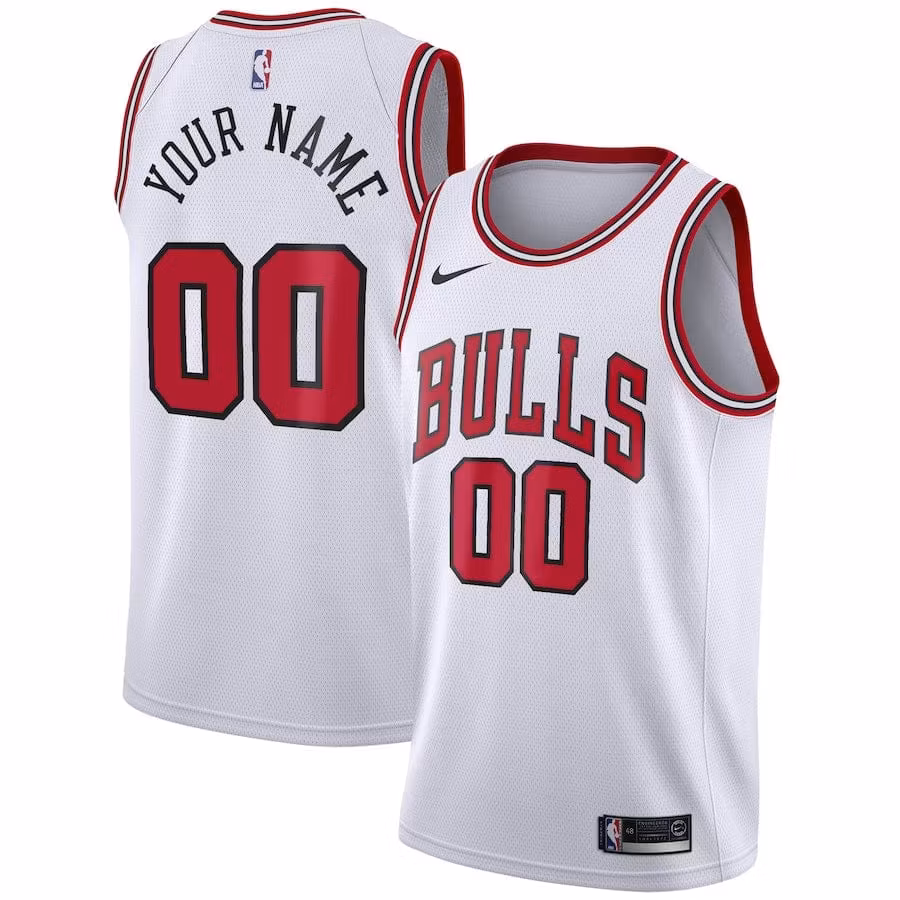Custom Chicago Bulls  Jersey - White