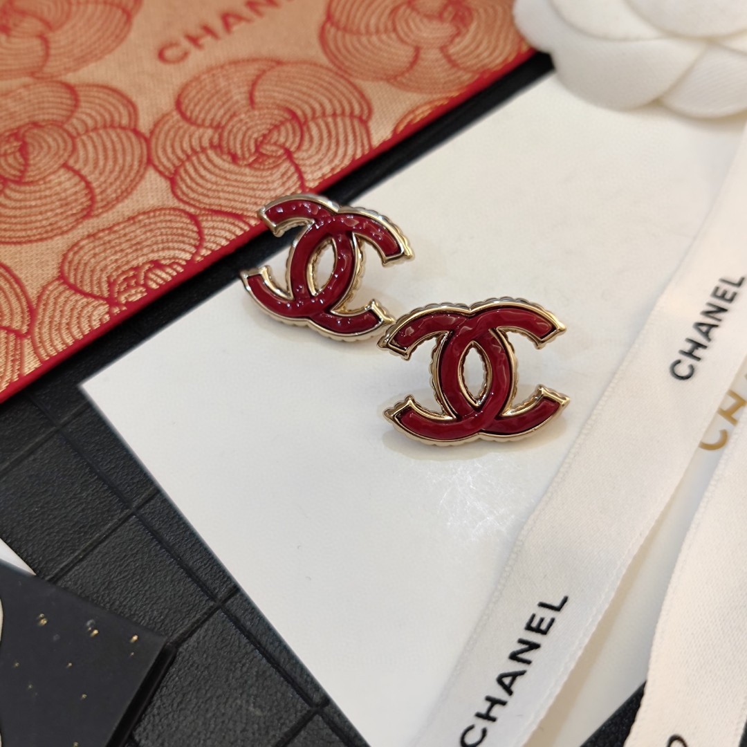 TOP CHANEL CC Earrings-Red