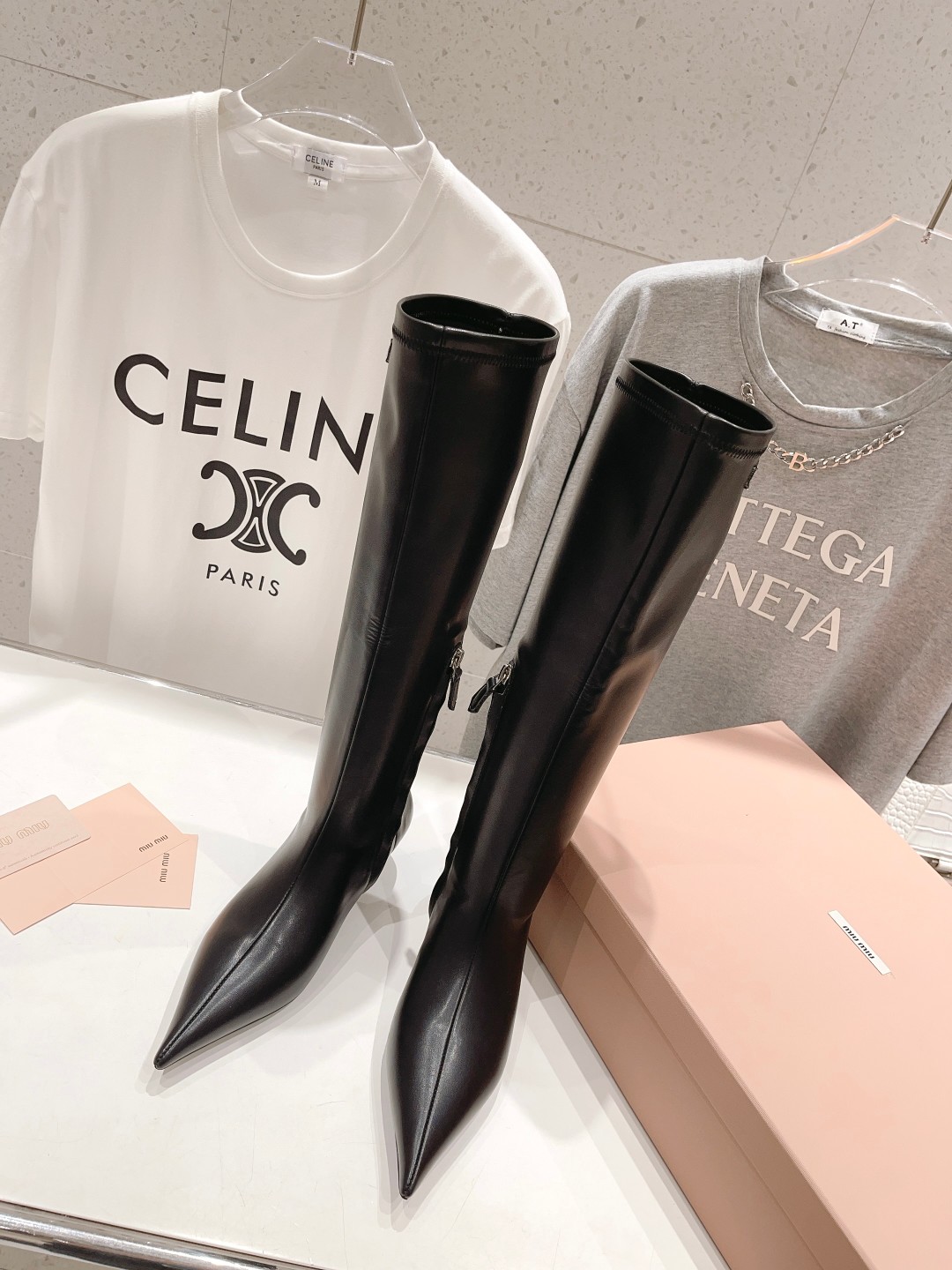 TOP Miu Miu Stretch - Heeled Pointed Toe Boots - 3 Colors
