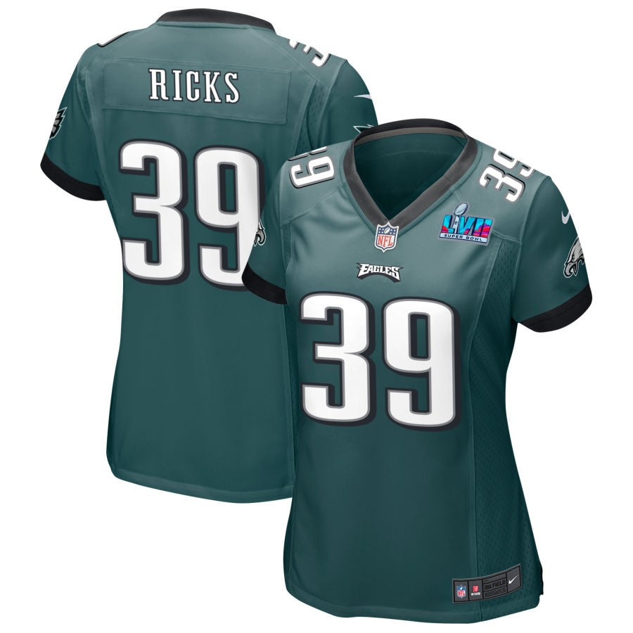 Eli Ricks Philadelphia Eagles  Women's Super Bowl LVII Game Jersey - Midnight Green
