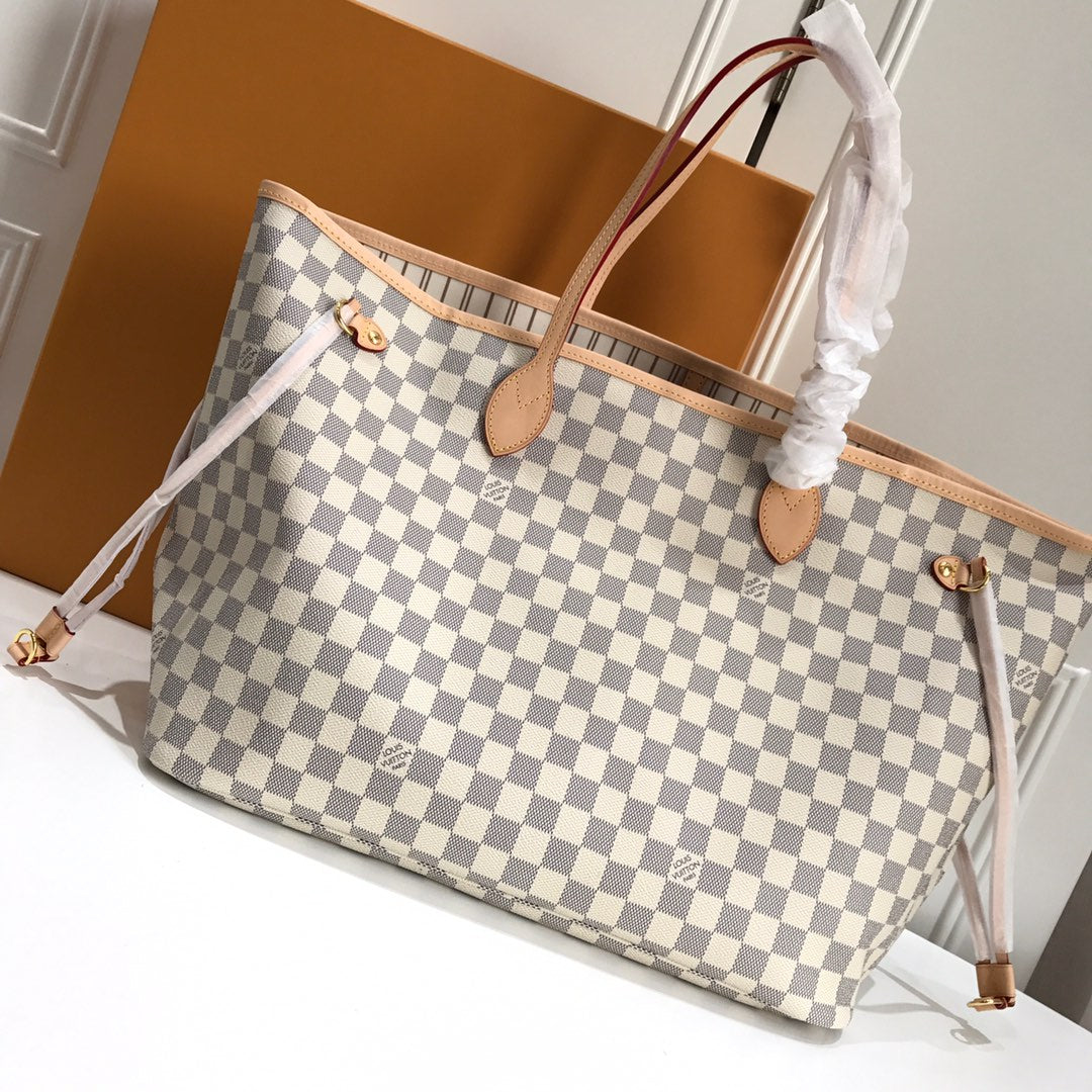 TOP Louis Vuitton LV L*V Neverfull GM Damier Azur - Beige