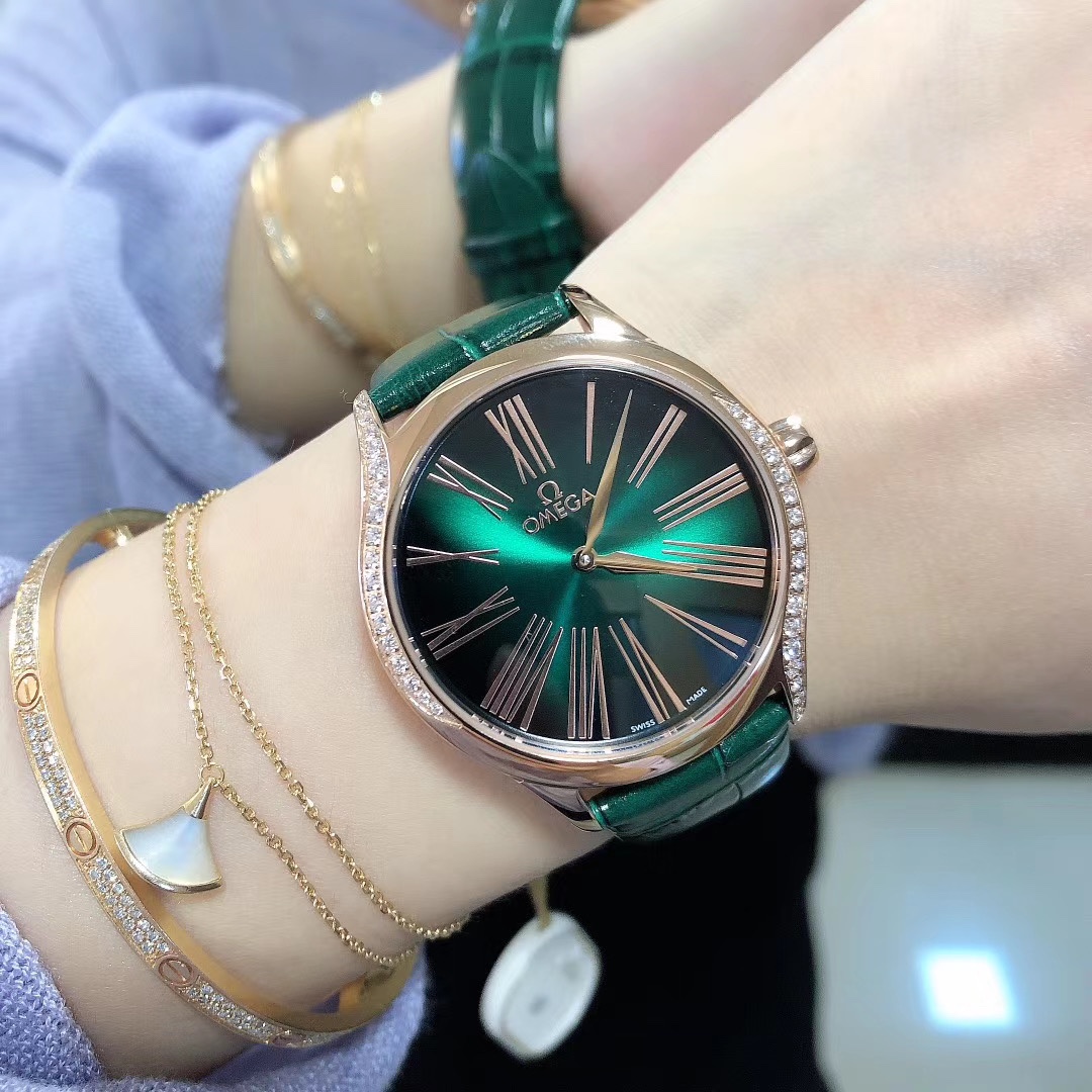 TOP OMEGA De Ville Trésor Watch 36mm-Green