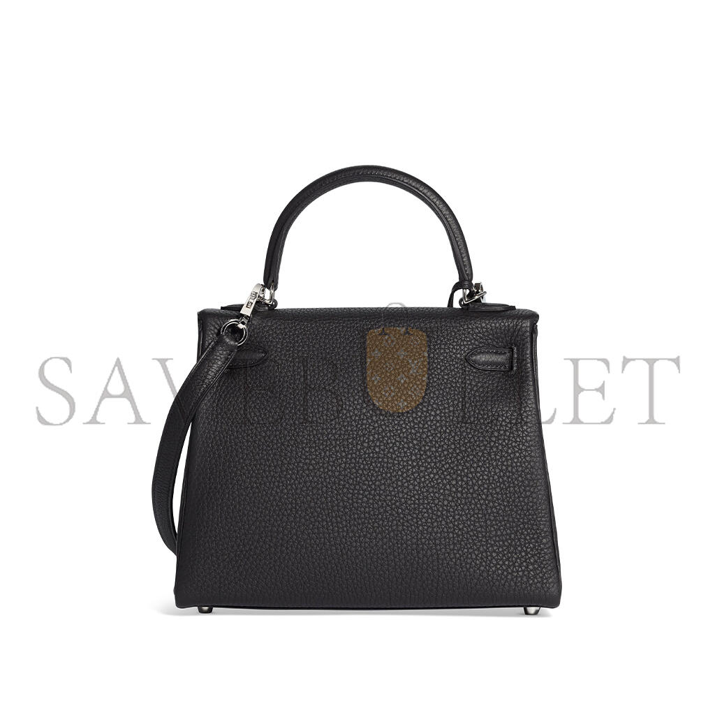 HERMÈS A BLACK TOGO LEATHER RETOURNÉ KELLY 25 WITH PALLADIUM HARDWARE (25*17*7cm)