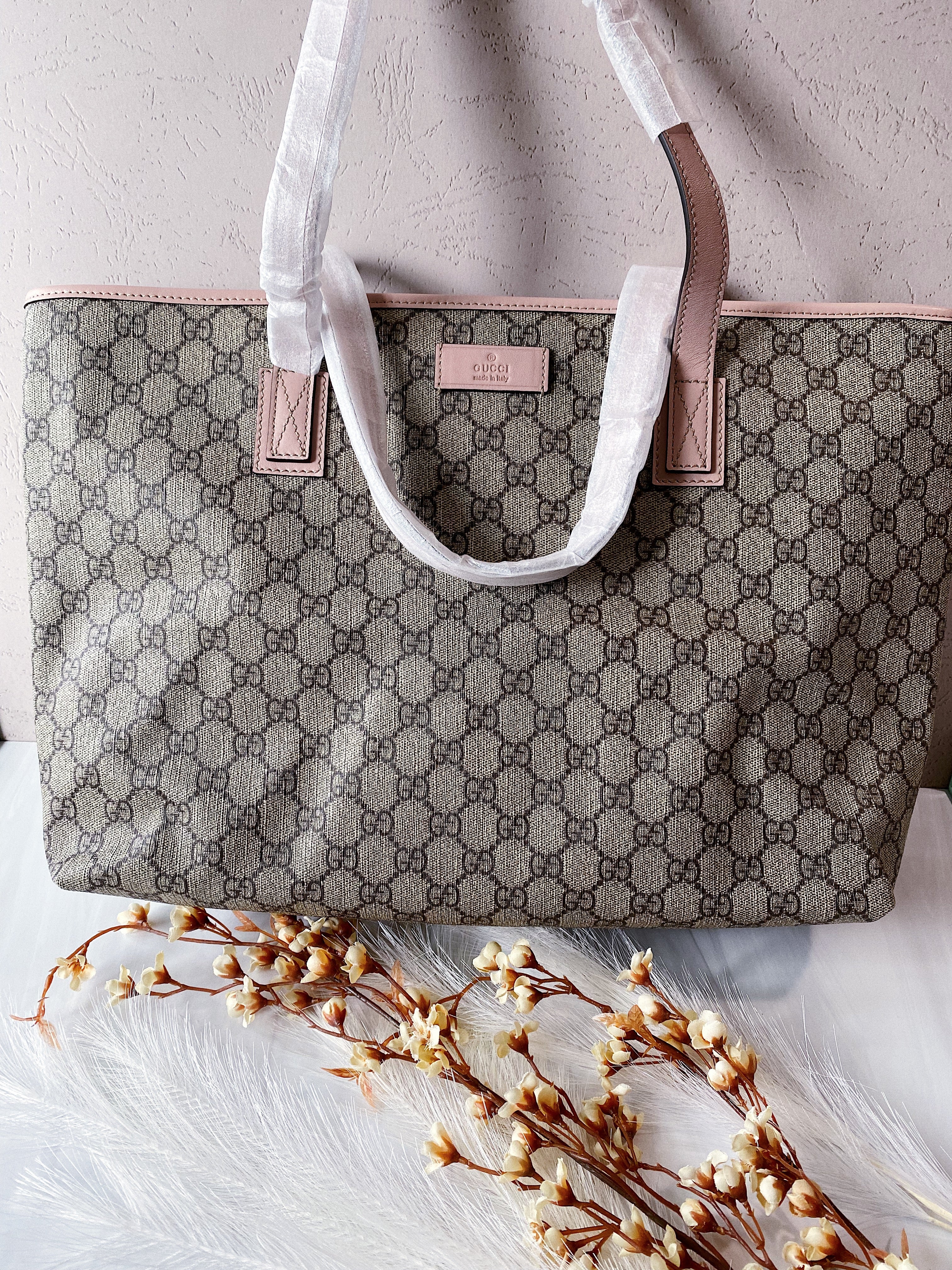 TOP GUCCI Supreme Tote Zipper Bag 38x28x11cm - Pink