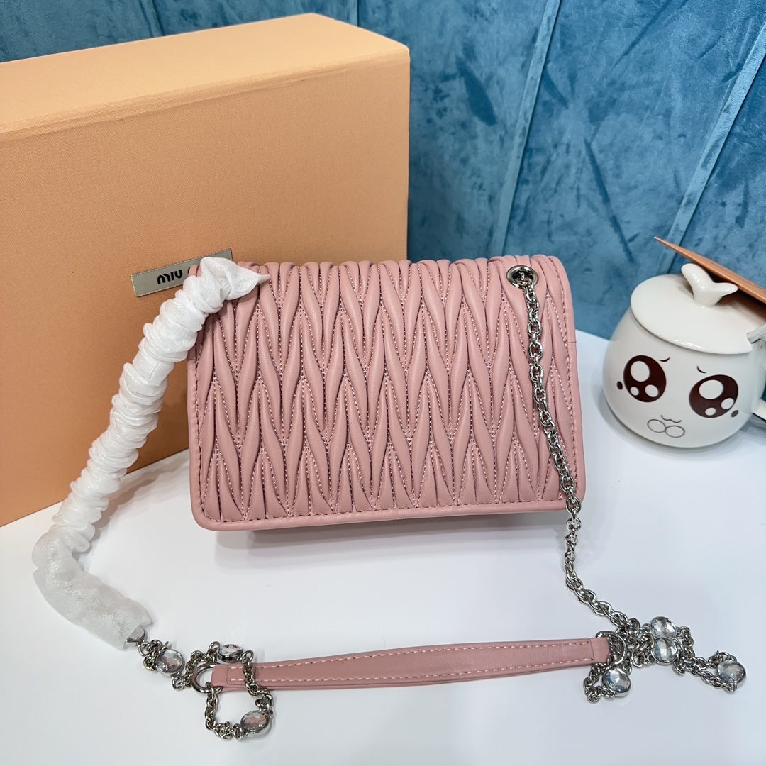 TOP Miu Miu Lambskin Shoulder Bag with Diamonds 19x13x5cm - 5 Color