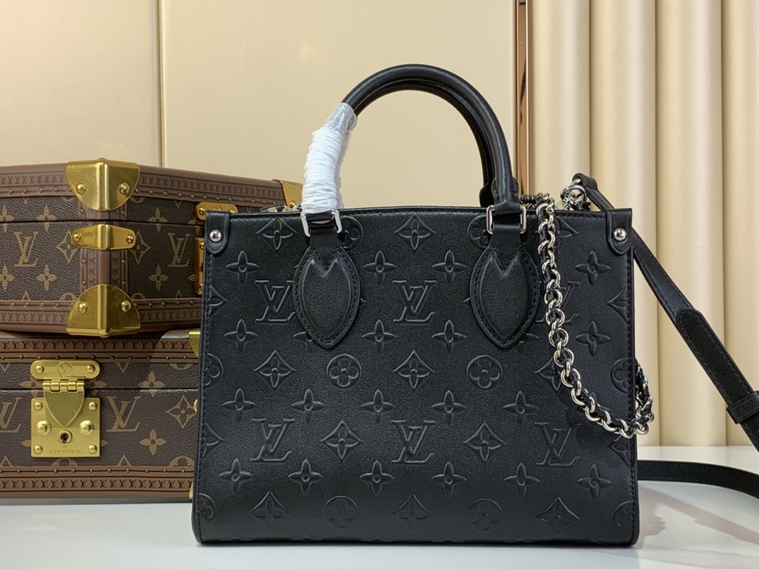 TOP Louis Vuitton LV On The Go Tote Bag Monogram Bold 25x19x11.5cm - Black