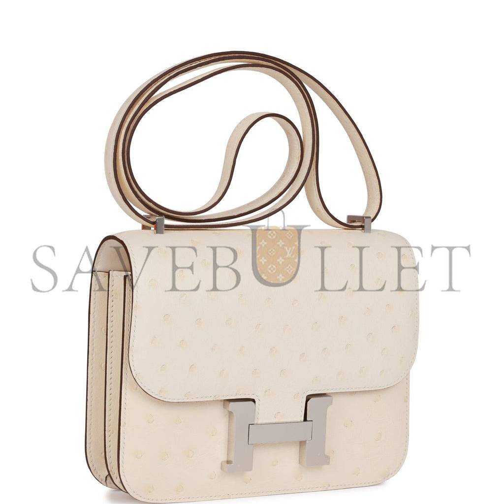 HERMES CONSTANCE 18 OSTRICH PALLADIUM HARDWARE (18*15*4cm)