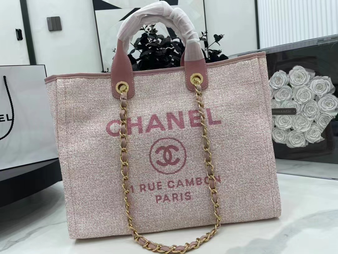 TOP CHANEL Deauville Top Handle Bag 38×32×18 cm - Pink