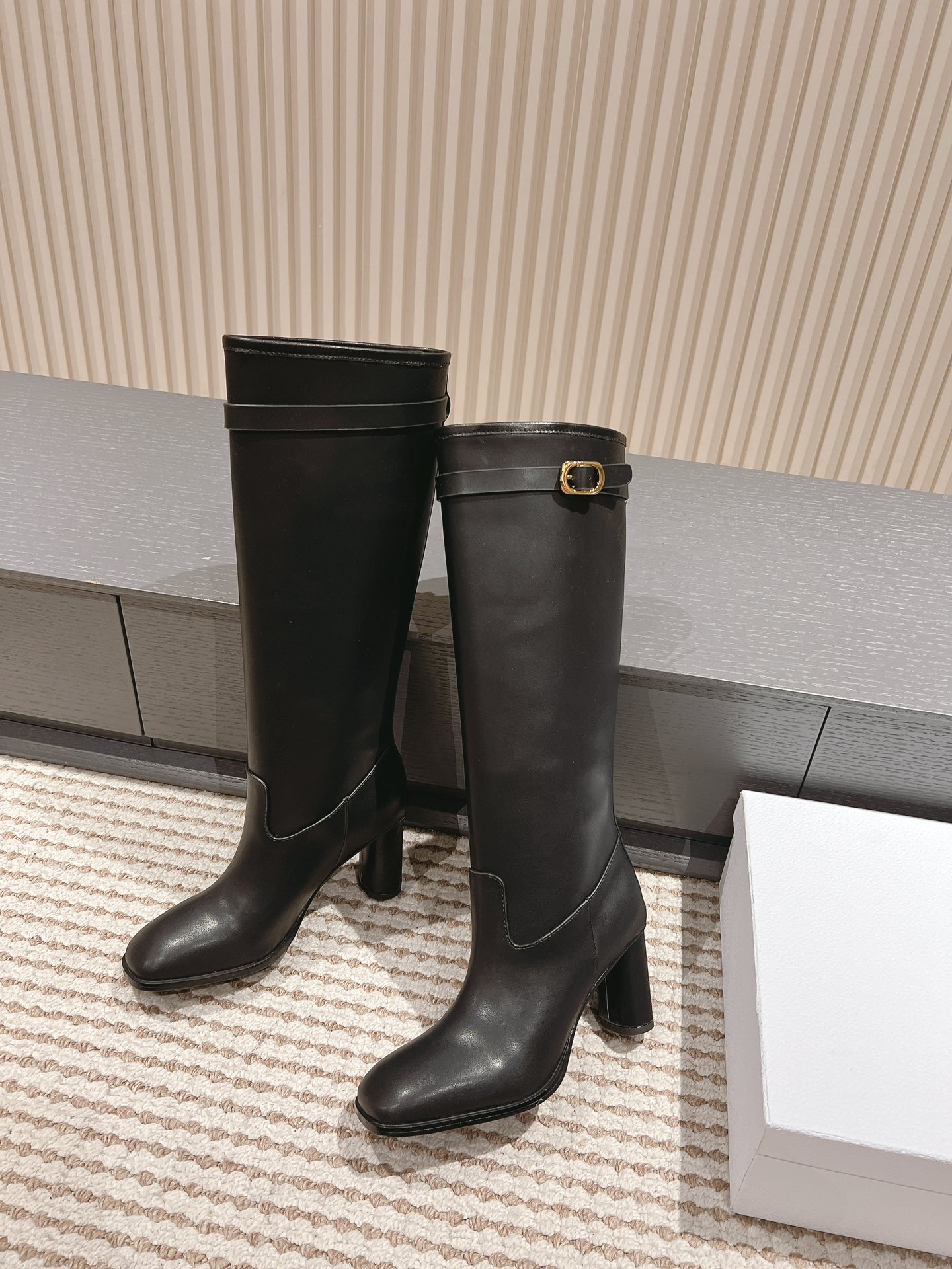 TOP Christian Dior Empreinte Leather High Heel Boots - Black
