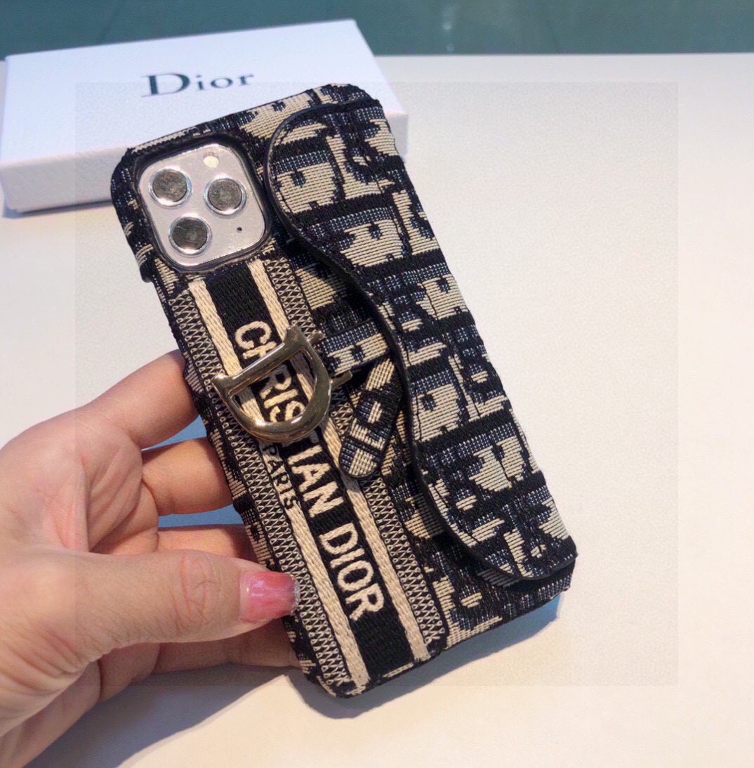 TOP Christian Dior Embroidery Card Holder iPhone Case