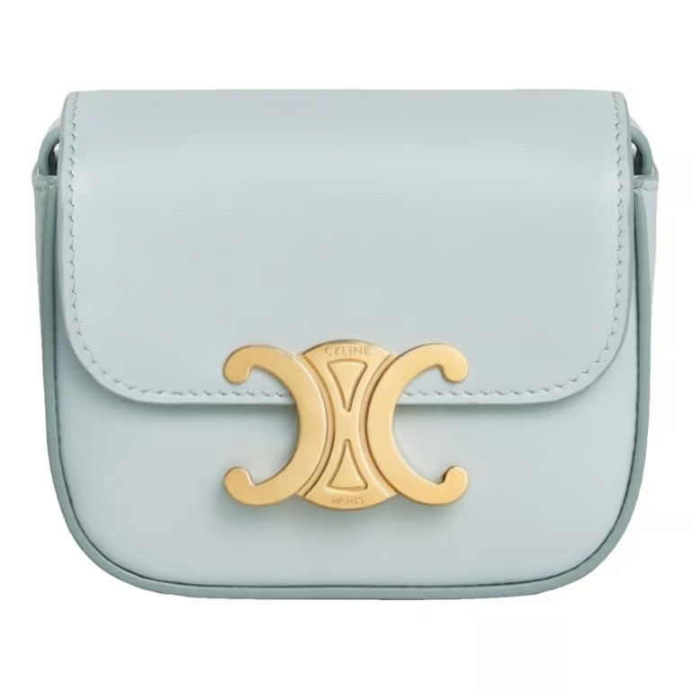 CELINE MINI TRIOMPHE IN SHINY CALFSKIN Blue