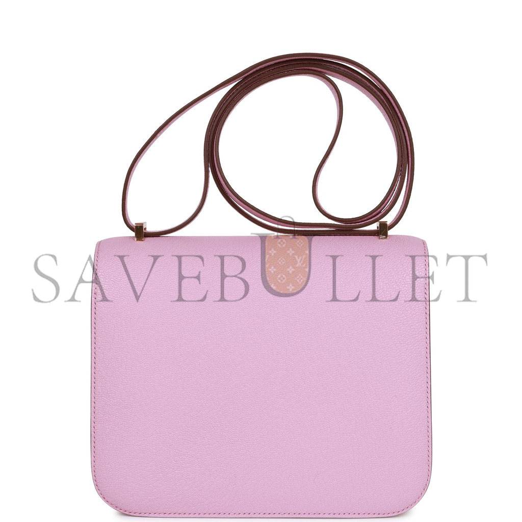 Hermes Constance 18 Mauve Sylvestre Chevre Rose Gold Hardware