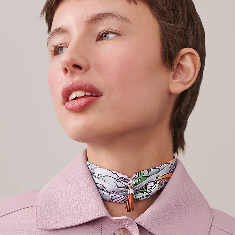 TOP HERMES One Thousand and One Rabbits Twilly Scarf 86 x 5 cm - 4 Colours