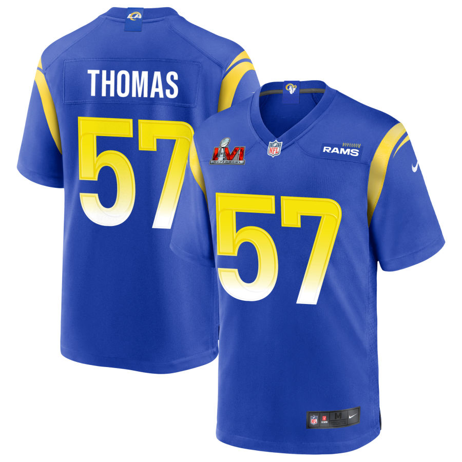 Zach Thomas Los Angeles Rams  Super Bowl LVI Game Jersey - Royal