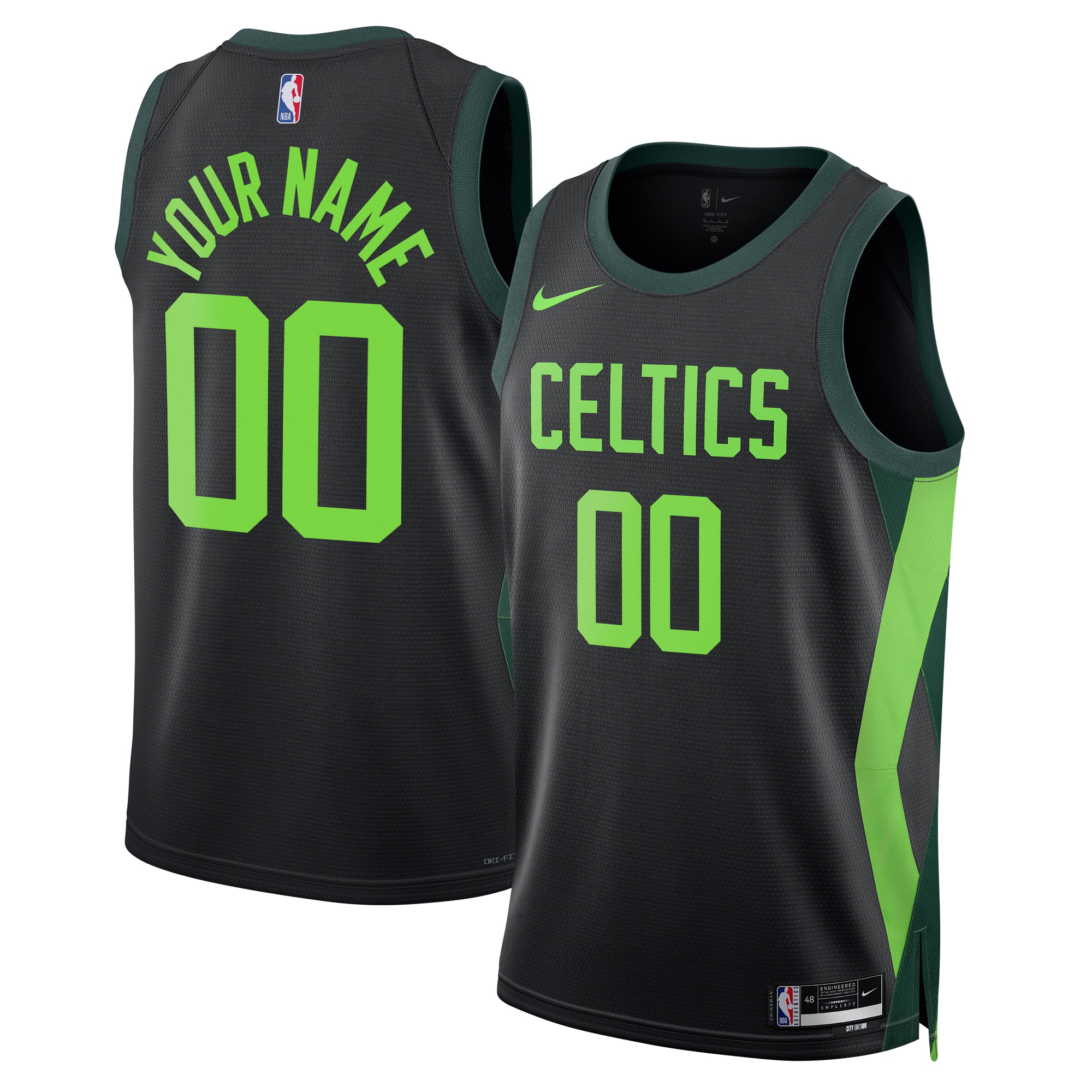Unisex Boston Celtics Black 2024/25 Custom Swingman Jersey - City Edition