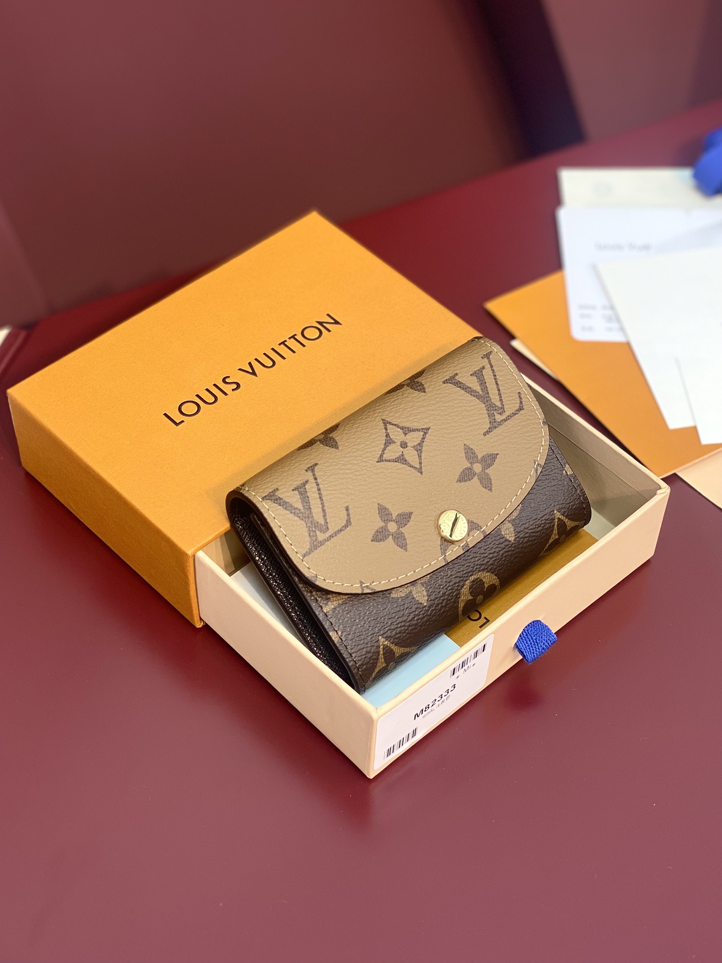 TOP Louis Vuitton LV Rosalie Coin Purse Monogram Reverse Canvas 11x8x2.5cm - Khaki/Brown